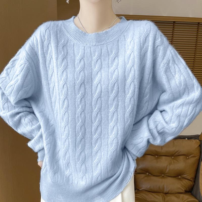 Женский кашемировый свитер Qinghe Cashmere 30% Кашемир 70% Шерсть Осенне-зимний кашемировый пуловер Мягкий и теплый