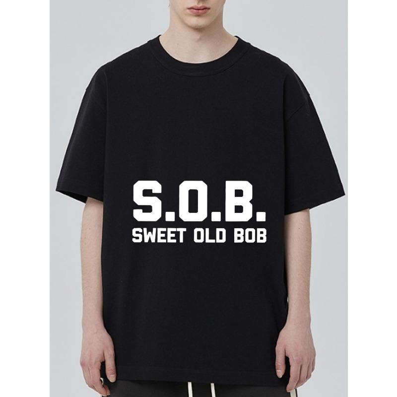 Черная футболка с принтом Sob Sweet Old Bob для повседневной носки