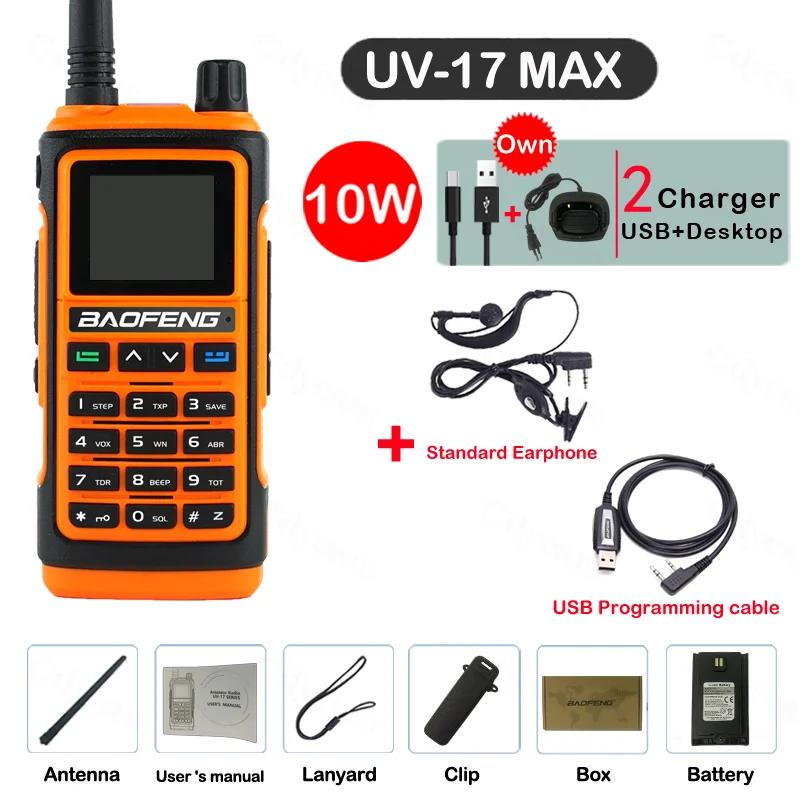 BaoFeng UV 17 Max Professional 10W Powerful Walkie Talkie 50KM Long Range Dual Band Two Way Radios Upgrade UV9R UV10R UV5R Pro