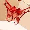 Luxurious Embroidered Mesh Thong with Bowknot - Sexy, Convenient Honeymoon Lingerie