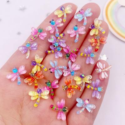 50 шт., блестящие мини-смола, милые кристаллы, красочные стрекозы, дизайн ногтей, плоская задняя часть, стразы, аппликация, сделай сам, свадебный декор для скрапбукинга, ремесло