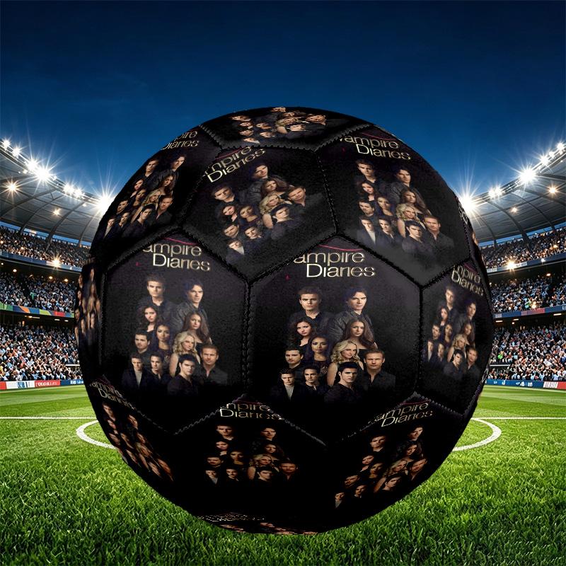 The Vampire Diaries Print Size 5 Soccer Ball, PU Wear Resistant Football for Match Training and Daily Practice, Birthday Gift for Soccer Fans