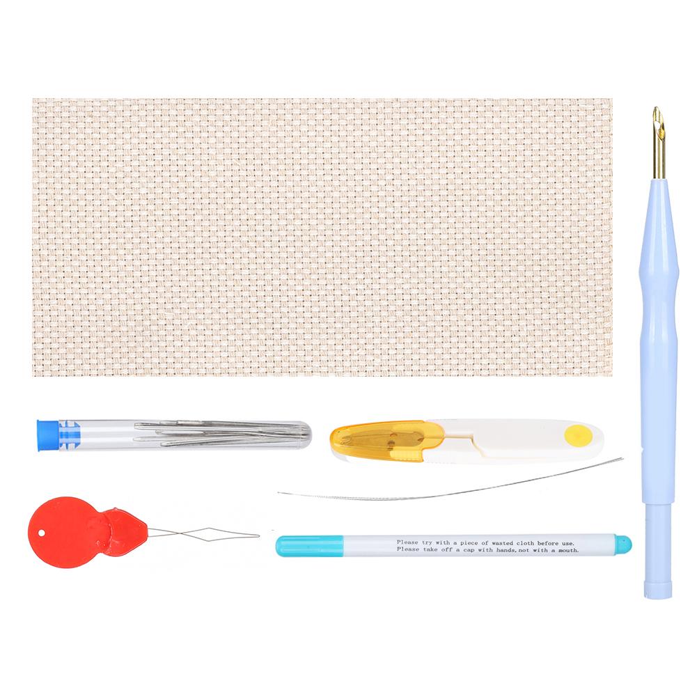 Набор для вышивания Punch Needle DIY Толстая шерстяная пряжа с латунной иглой Набор инструментов с ножницами