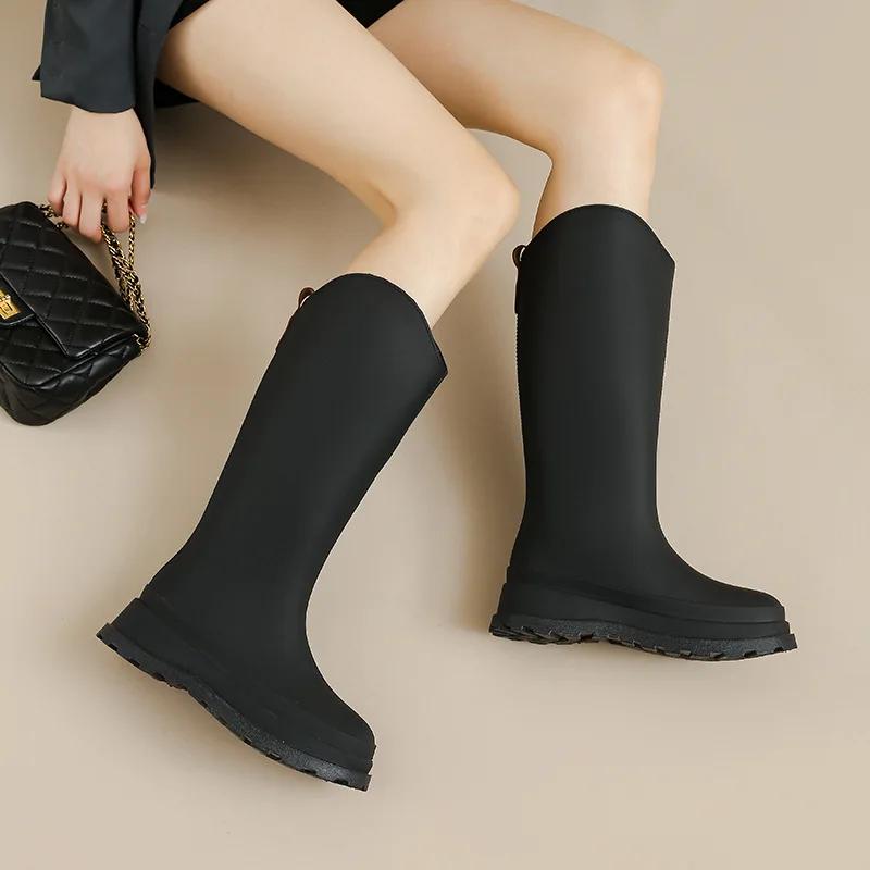 Fashion Comemore Tall Non-slip Rain Shoes Adult Women's Rain Boots Outside Rubber Long Water Shoe Fishing Water Boot Camping Platform 41