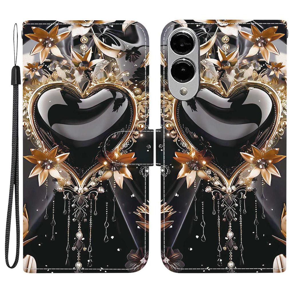 Для Samsung Galaxy S25 Edge Чехол-кошелек с принтом, кожаный чехол-подставка для телефона с ремешком