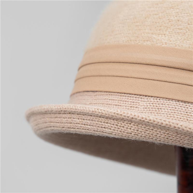 French Vintage Style Rolled Brim Cloche Cap Casual Felt Fisherman Hat, Breathable Non-Stretch Material with Embossed Craftsmanship
