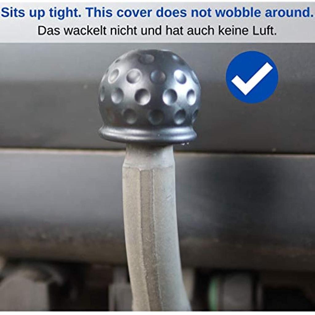 Крышка прицепного устройства Универсальная для шаровых сцепок диаметром до 50 мм. Изготовлена ​​из резины в форме мяча для гольфа. Устойчива к атмосферным воздействиям и моется в автомобиле.