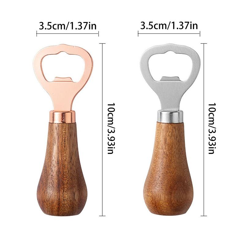 Wooden Handle Beer Bottle Opener Creative Stainless Steel Cocktail Drink Can Opener Bartender Corkscrew For Home Bar Restaurant