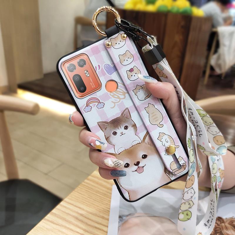 Силиконовый пылезащитный чехол для телефона HTC Desire 20 Plus/D20+ Милый защитный ремешок на запястье Кольцо Задняя крышка Противоударный шнурок