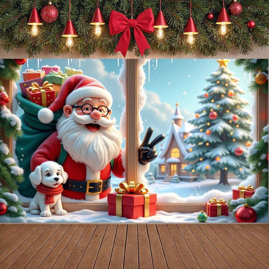 Holiday Banner Festive Theme Winter Banner Xmas Banner Santa Pattern For Photo Backdrop Xmas Event Christmas Party