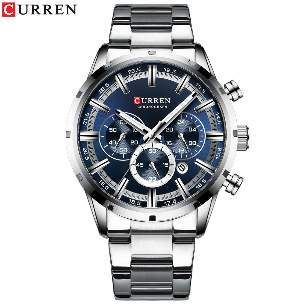 CURREN Watch Luxury Sports Quartz Mens Watches Full Steel Waterproof Chronograph Wristwatch