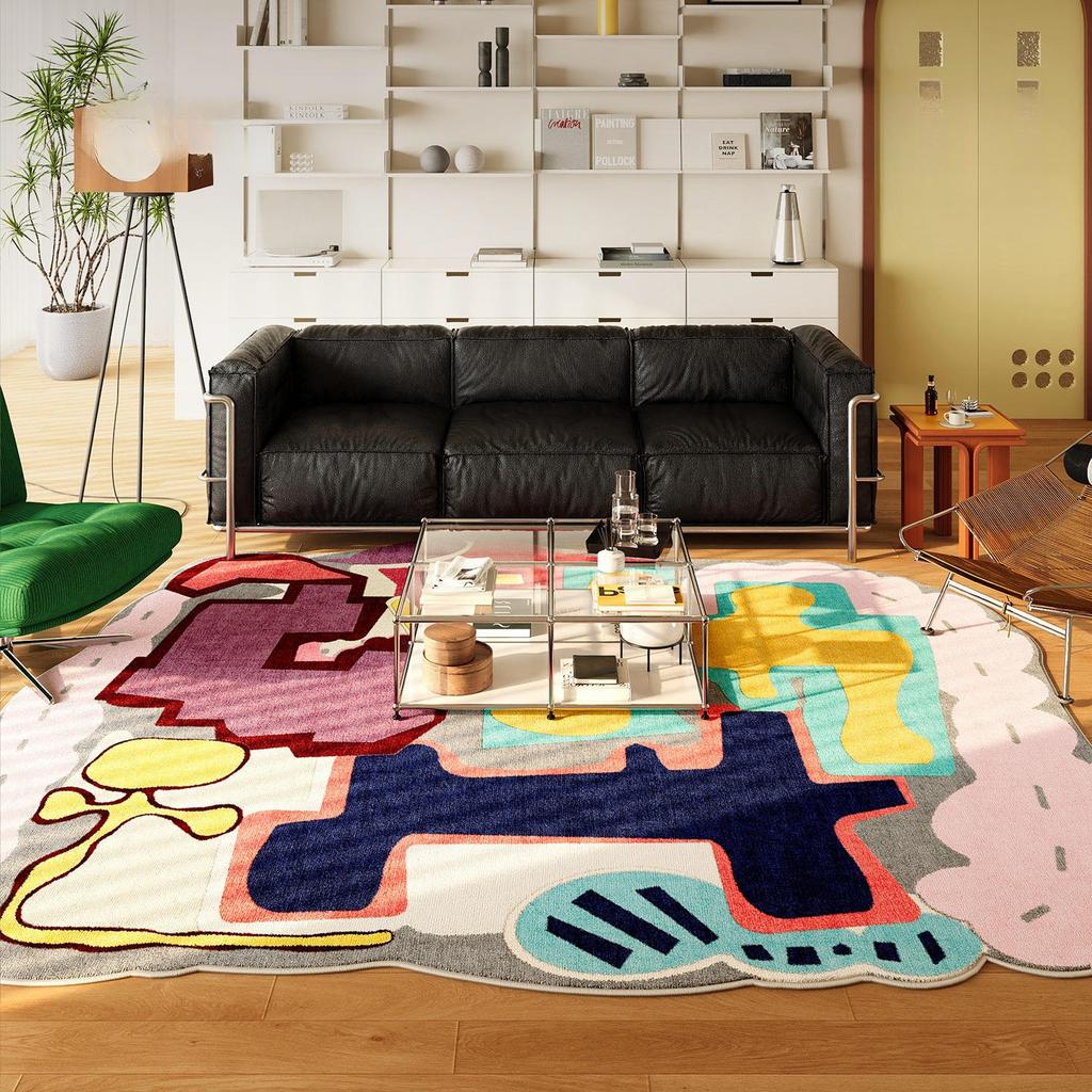 Dopamine Color Bedroom Decor Creativity Carpet Irregular Shape Carpets for Living Room Washable Bedside Floor Mat Anti Slip Rug