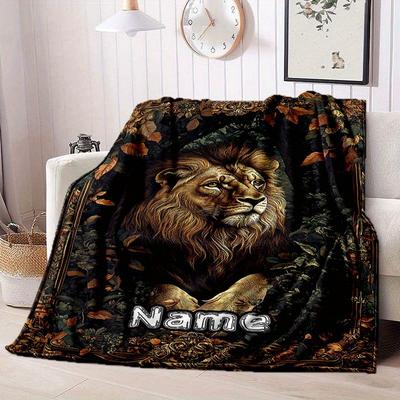 Lion Customize Your Name Blanket Warm Comfortable And Soft Blankets Are Suitable For Home Lunch Break Blanket Office Sofa Sofa Gift To Relatives And