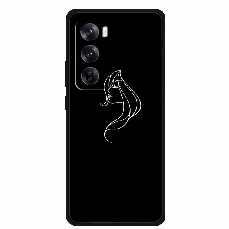 Персонализированный черный мягкий чехол из ТПУ с узором для телефона Reno 12 Pro 5G