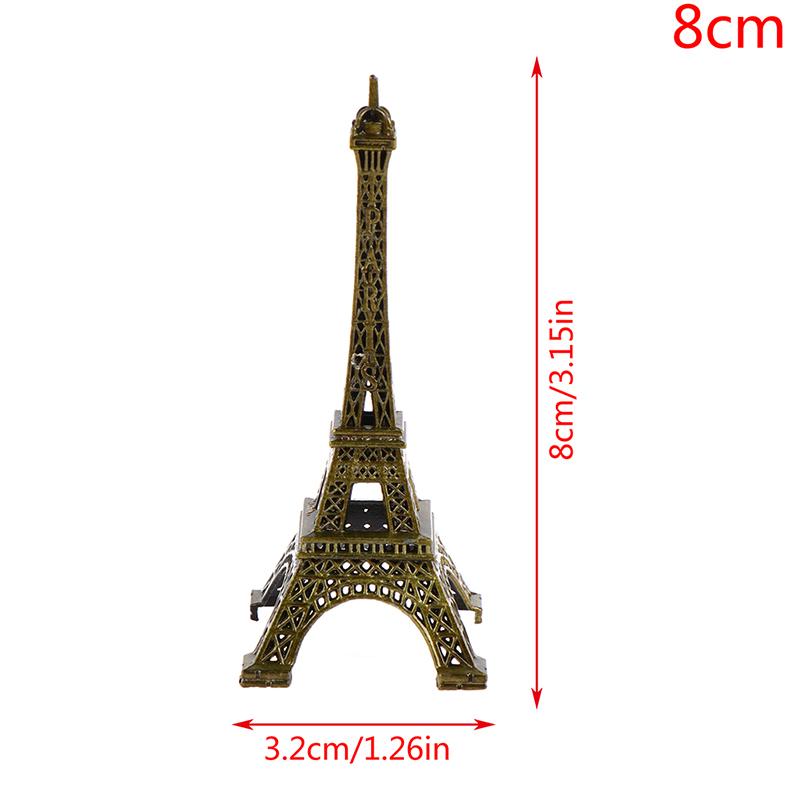 Retro Paris Eiffel Tower Model Home Desk Bronze Metal Statue Figurine Decor