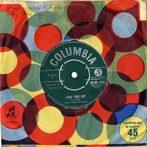 7-дюймовая пластинка NINA & FREDERIK - Long Time Boy 45DB4703 Columbia 1961 UK Поп Б/у