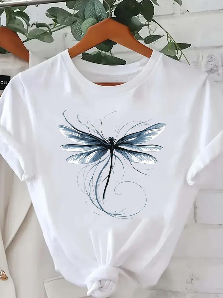 (Азиатский размер) цветочный letter тренд Женская футболка Модная женская одежда Повседневная футболка Женский топ С принтом Графический Короткий рукав Футболки