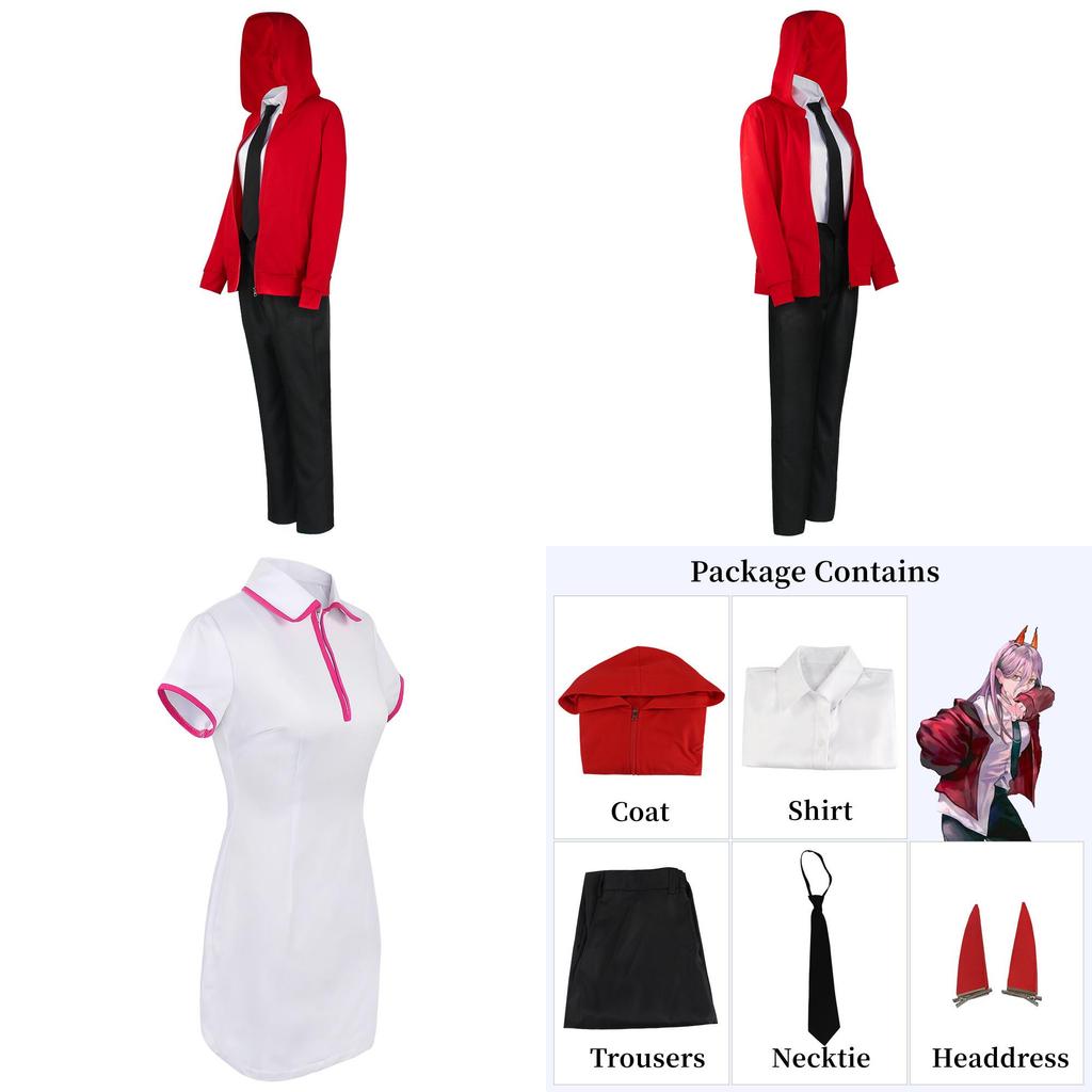 Потрясающий костюм Макимы из Человека-бензопилы с париком Рэйз для Хэллоуинской вечеринки