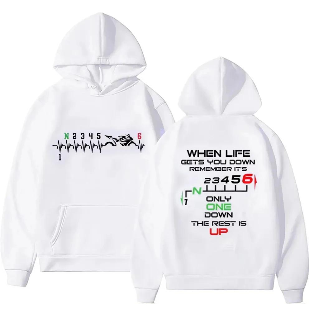 1N23456 Мотоциклетная передача Принт "Сердцебиение байкера" Мужские худи Мужская одежда-пуловер Оверсайз толстовки Графический женский спортивный костюм