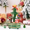 Wooden Christmas Tree Music Box Rotating Music Box Holiday Desktop Figurine for