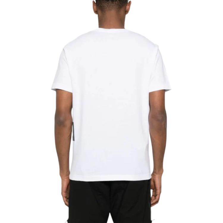STONE ISLAND Однотонная футболка с круглым вырезом и короткими рукавами Мужские топы Белый 80152NS84-V0001