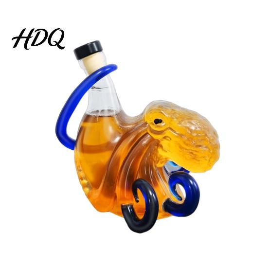 Octopus Design Bottle 3D Shaped Glass Liquor Bottle 350ml Borosilicate Whiskey Decanter