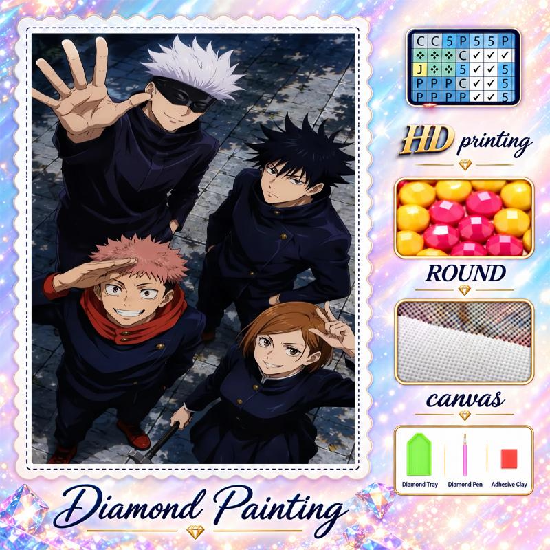 Jujutsu Kaisen Diamond Painting Kit 5D Full Drill DIY Diamond Mosaic Wall Art Home Decor