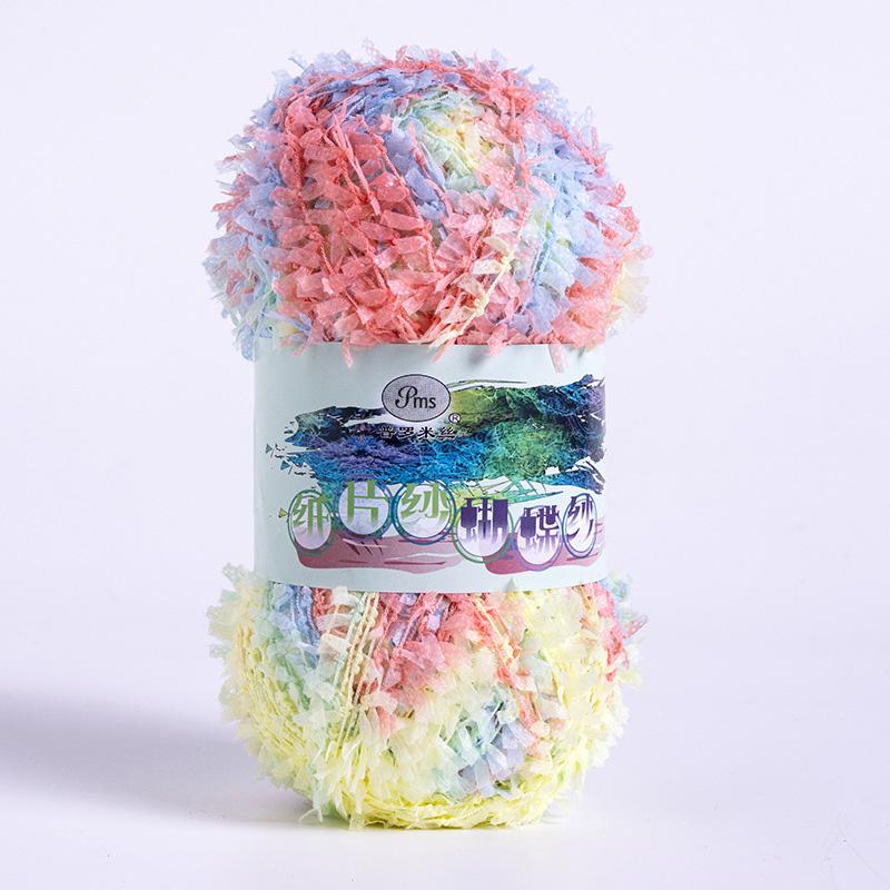 1PC Rainbow 160M Scarf Hat Sweater Colorful 50g/roll DIY Butterfly Paper Yarn Crochet Thread Fancy Blend