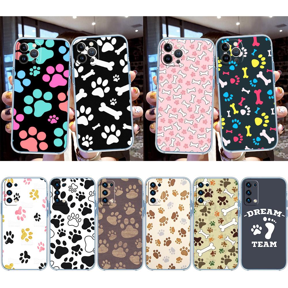 NH19 dog footprint Paw Transparent Phone Case for Motorola Moto Edge 20 30 40 50 S30 Fusion Ultra Pro Neo Lite + G200 G23