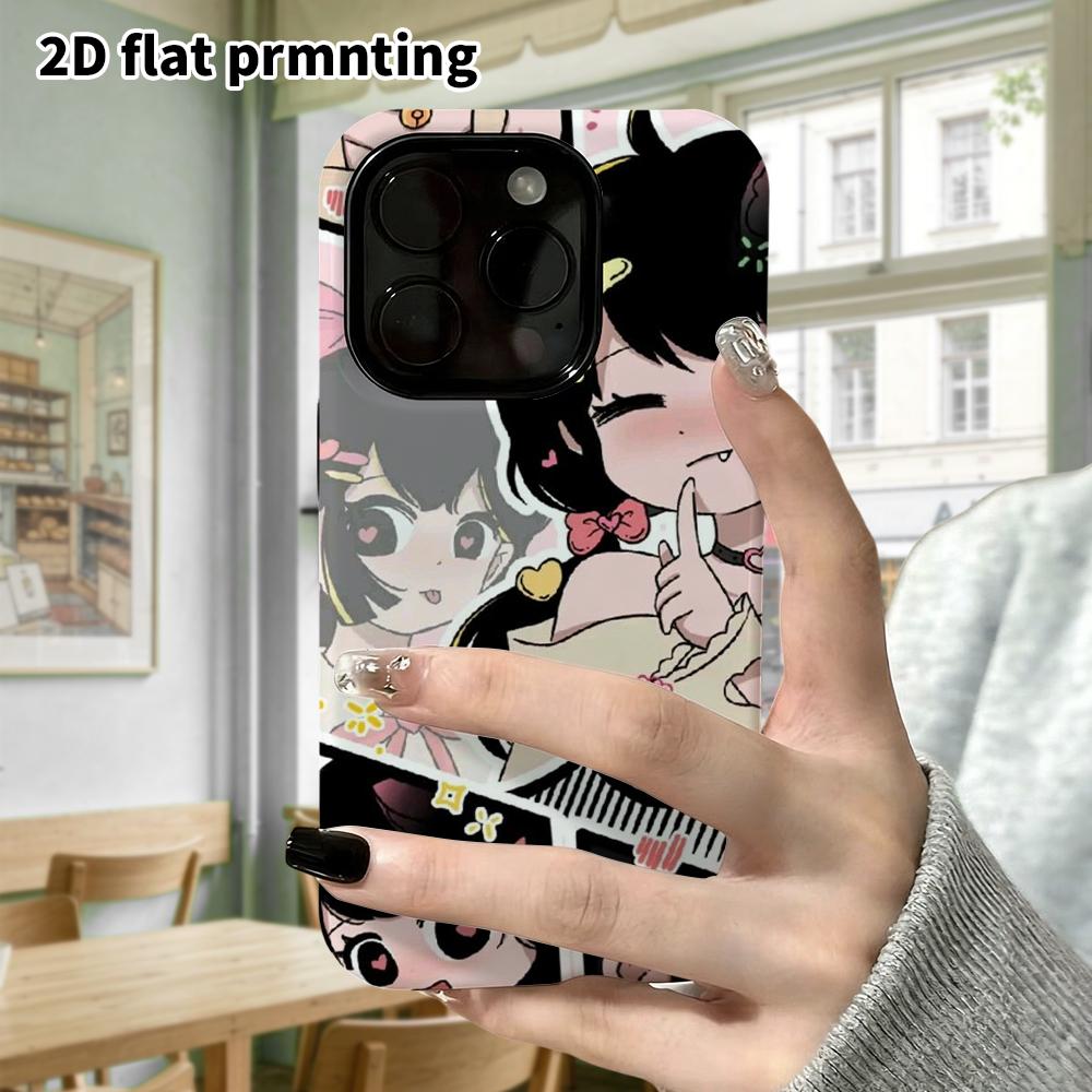 Phone case: 2D flat, suitable for iPhone 18 17 16 15 14 13 12 Pro, cat ear girl, perfect holiday gift for Christmas and Halloween