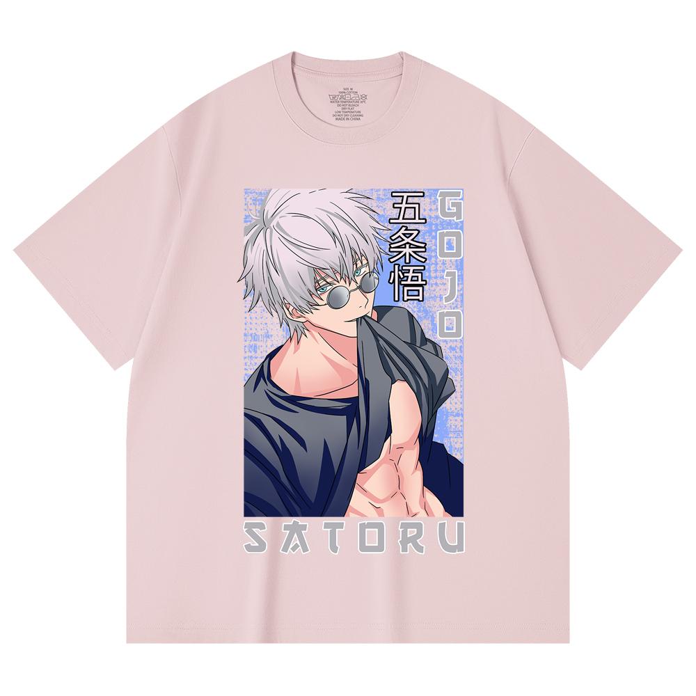 230 Gsm 100% Cotton Jujutsu Kaisen V23 Gojo Print Unisex Heavy Cotton T Shirt
