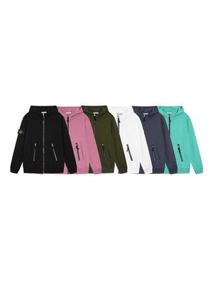 Унисекс STONE Классическая однотонная куртка с капюшоном и длинными рукавами для пар