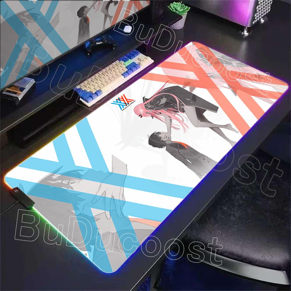 Non-slip RGB Mouse Pad Gamer 900x400 Desk Mat Zero Two Girl Accesorios Gaming Mousepad Kawaii Computer Desk Table Games Office