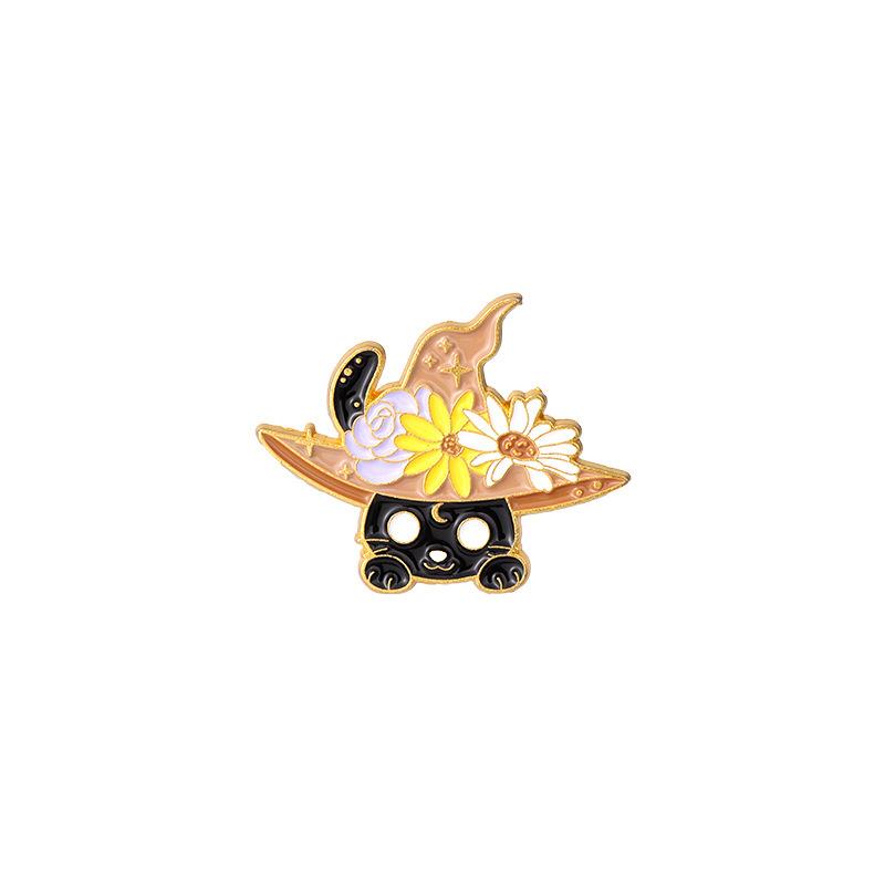 DIY new animal series paint earrings, creative cartoon magic hat cat alloy earrings E8111
