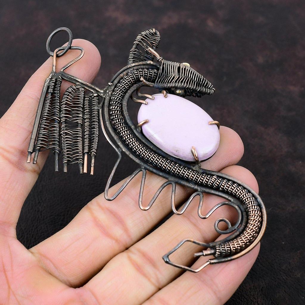 Phosphosiderite Pendant Copper Wire Wrapped Pendant Gemstone Copper Jewelry Handmade Pendant Dragon Pendant Phosphosiderite Jewelry For Gift