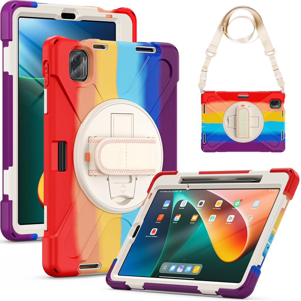 Для Xiaomi Pad 5 Чехол Ремешок Подставка ПК + Силиконовый Чехол для планшета с плечевым ремнем