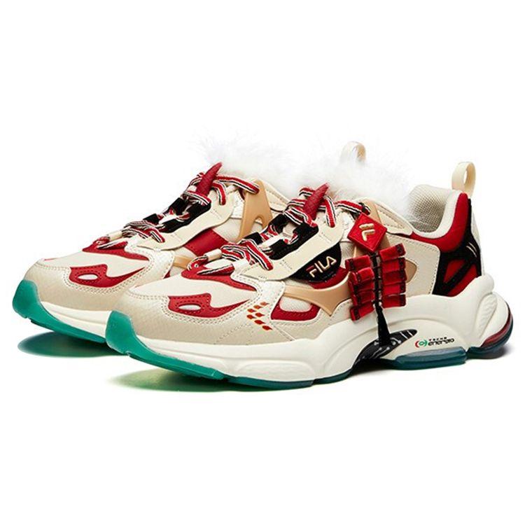 FILA Fusion Sports Shock Absorbing Wear Resistant Breathable Low Top Casual Shoes Men sneaker White Red T12M111117FAR