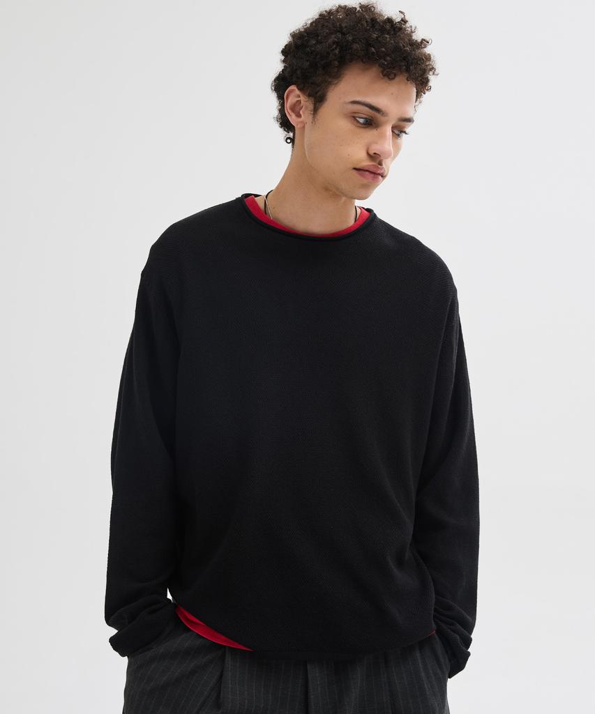 LEIRE Cut-Off Textured Knit [Black]