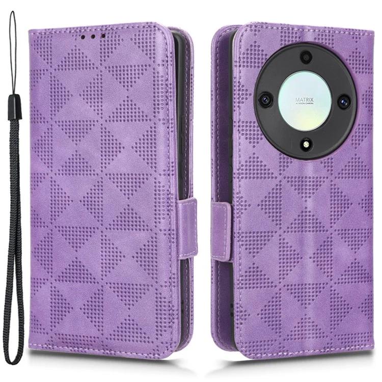 Для Honor X40 5G / X9a 5G / Magic5 Lite 5G тисненый треугольный узор чехол-кошелек подставка для телефона