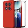 Чехол для Xiaomi Redmi Note 14 Pro Plus 5G - Красный силикон + 2 закаленных стекла - E.F.Connection®