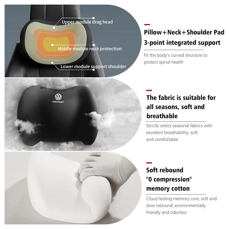 LEG1 For Volkswagen VW Car Neck Waist Pillow Breathable Fabric Memory Cotton Fatigue Relief Polo Jetta Sagitar Magotan Passat B5 B6