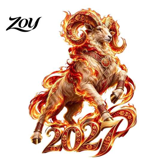 Flame Style Window Clings 2027 Russian New Year Goat Static Glass Sticker, PVC Zodiac Sheep Cling, Red and Gold Storefront Holiday Display Stickers