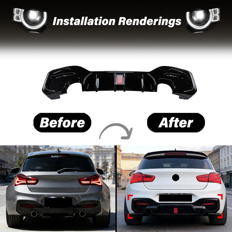 For BMW 1 series F20 F21 M Sport 2015 2016 2017 2018 2019 Lci Car Rear Bumper Spoiler Lip Diffuser Decoration Accessories Kit