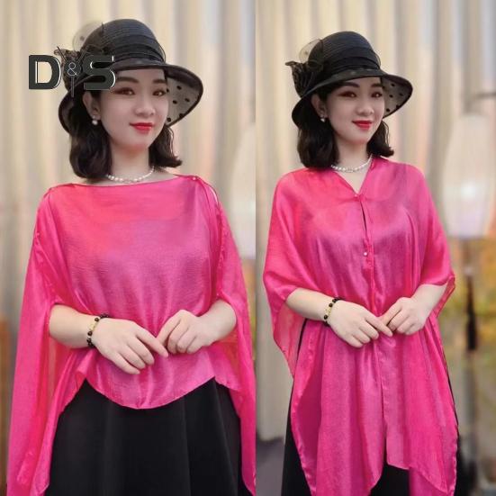 Летняя шаль с V-образным вырезом, планкой на пуговицах, легкая защита от солнца, универсальная пляжная шаль, однотонная шаль для отпуска с солнцезащитным кремом