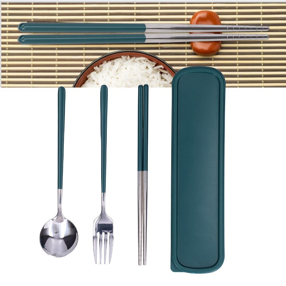 1Set with Box Tableware Kit Multi Use Utensil Set No Corrosion Metal Spoon Eating Use