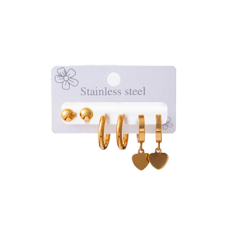 High Quality Silver Drop Earrings Set Three Pairs One Card. Unisex Flower Shape Party Wear Fading Resistant Bean Earrings