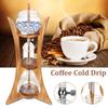 600ml 8 Cups Cold Drip Ice Syphon Coffee Pot Maker Glass Dutch Brew Machine Filter Paper Home Kitchen Coffee Tool Wood Frame
