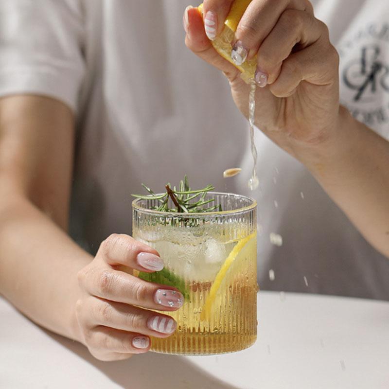 Премиальная стеклянная кофейная кружка 10 унций с ручкой – Классическая прозрачная чашка для чая с вертикальными полосками для горячих/холодных напитков (1/2 шт.)