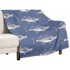 Striped Bass Fish Walter in Slate Blue Throw Blanket Polar Quilt Moving Shaggy Extra Large Throw Blankets
