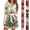 Women's Long-sleeved Fall And Winter Warm Bathrobe Home Clothing Plush Christmas Printing Pajamas Robe